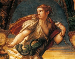 Lenda de Diana e Actaeon de Francesco Mazzola, conhecido como Parmigianino (1503-1540), fresco, detalhe, Rocca Sanvitale, Fontanellato, Emilia Romagna de Parmigianino