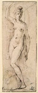 Figura feminina - estudo para Santa Maria della Steccata, Parma (reto) de Parmigianino