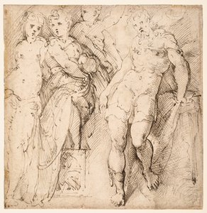 Estudos de quatro figuras (recto) de Parmigianino