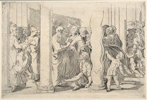 Santos Pedro e João curando o homem coxo no Golden Gate de Parmigianino