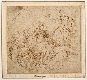 Estudo da Coroação da Virgem para Santa Maria della Steccata, Parma de Parmigianino