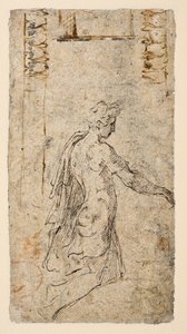 Estudo de um jovem ajoelhado (verso) de Parmigianino