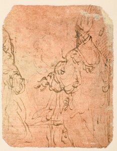 Dois homens ajoelhados em trajes religiosos (verso) de Parmigianino