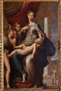 Virgem de pescoço comprido - 1534 Óleo sobre madeira de Parmigianino
