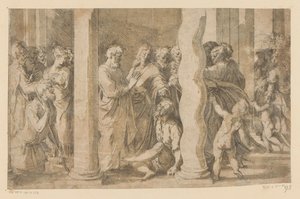 Santos Pedro e João curam um paralítico de Parmigianino (attributed to)
