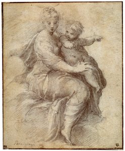 Madonna e criança nas nuvens, c1525 de Parmigianino