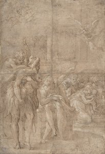 A Adoração dos Pastores, 1524-27. de Parmigianino