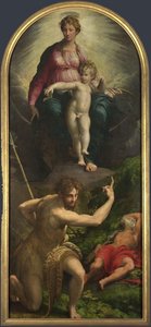 A Madona e o Menino com os Santos João Batista e Jerônimo, 1527 de Parmigianino