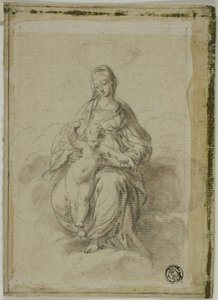 Virgem e Menino sentados sobre as nuvens de Parmigianino