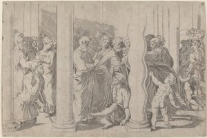 Santos Pedro e João curando o homem coxo no Golden Gate de Parmigianino after Raphael