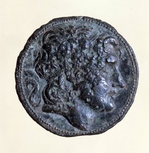 Moeda com a efígie de Mithridate I (171 a.C. - 139 a.C.), Rei dos Parthians.
