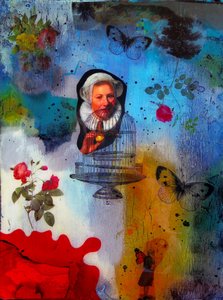 Mulher Vintage com Borboletas de Pascal Bouchet-Spiegel