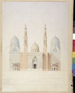 Arquitectura: projecto da fachada principal da mesquita de Alexandria. Egipto. Desenho de Pascal Coste (1787-1879)