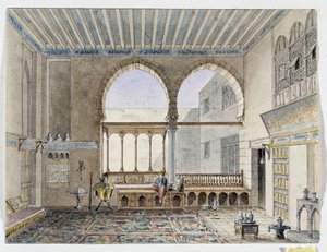 Vista do interior do Palácio do Sheik Jabarti. Aguarela de Pascal Coste (1787-1879) Museu de Arqueologia Mediterrânica, Marselha