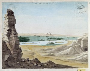 Vista tirada do Monte Kattan. Egipto. 1818 Desenho de Pascal Coste (1787-1879) Museu de Arqueologia Mediterrânica, Marselha de Pascal Xavier (after) Coste