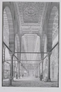 Vista do Santuário da Mesquita de Moyed, placa 29 de &39;Monumentos e edifícios do Cairo&39;, gravada por Auguste Hibon (1780-1857) 1829 de Pascal Xavier Coste