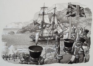 Chegada à Austrália Ocidental em 21 de janeiro de 1827 (guache sobre papel)
