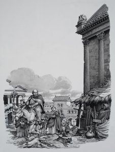 Bispo Mellitus (d.624) à chegada a Londres (guache sobre papel)