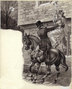 John Peel e Mary White fogem para Gretna Green (guache sobre papel)