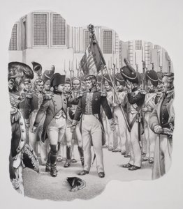 Napoleão (1769-1821) a caminho do exílio (guache sobre papel)