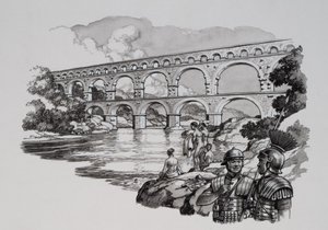 Aqueduto romano (guache sobre papel)