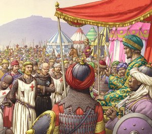 Saladino ordena a execução de 200 Templários e Hospitalários (guache sobre papel)