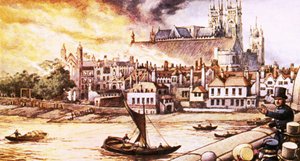 As antigas Casas do Parlamento foram destruídas por um incêndio em 1834