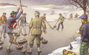 Curling na Escócia (guache sobre papel) de Pat (1907 95) Nicolle