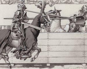 Cavaleiros de justa (guache sobre papel)