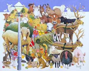 Uma festa de Natal (óleo sobre tela) de Pat Scott
