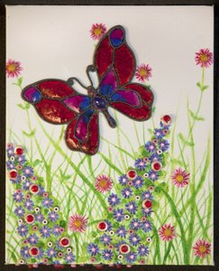 Borboletas, vermelho, roxo e azul, 2016 de Pat Scott