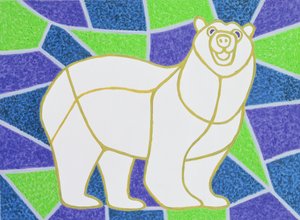 Urso polar em vidro colorido de Pat Scott