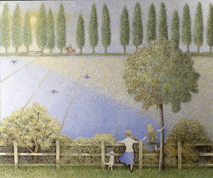 Cavalgando em azul (óleo sobre tela) de Pat Scott