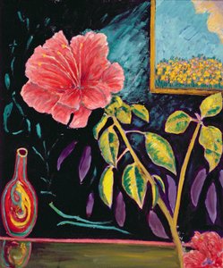 Hibisco com vaso (óleo sobre linho)