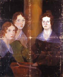 Retrato das três irmãs Bronte: Charlotte Bronte (1816-1855), Emily Bronte (1818-1848) e Anne Bronte (1820-1849), escritoras inglesas. Pintura de seu irmão Branwell Patrick Bronte (1817-1848). 1834.