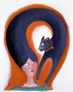 Penteado de mulher que se transforma num gato - ilustração de Patrizia La Porta de Patrizia La Porta