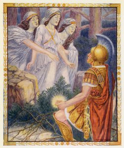 Perseu e as três mulheres cinzentas (litografia a cores)