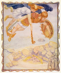 Perseu vê as górgonas (litografia a cores)