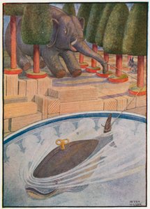 A baleia começou a puxar, e o elefante começou a puxar (cor litho)