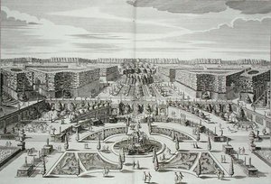 A Grande Cascata do Princely Pleasure Palace and Gardens, Berlim, gravada por Karl Remshard (1678-1735), publicada c.1711-16 (gravura)