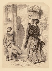 Gavarni em Londres: Mercado de Covent Garden (litografia)