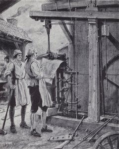 James Watt a trabalhar na máquina a vapor