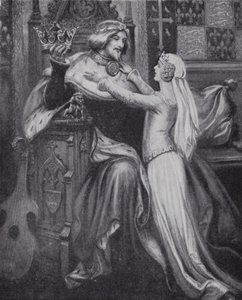Rei Ricardo II com a jovem Isabella de Valois (litho)