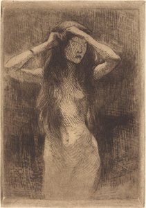 Garota nua penteando o cabelo, 1887.