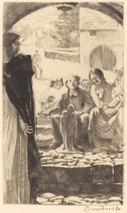 Pierre Copia a Virgem do Portal da Igreja de Marly Pierre Copie la Vierge..., 1885. de Paul Albert Besnard