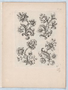 Série de Pequenos Motivos de Flores, Placa 2, ca. 1670-85., c. 1670-85. de Paul Androuet Du Cerceau
