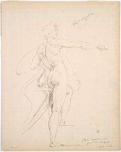Estudo de Apollo para Marsyas (reto); Rosto de perfil (verso) de Paul Baudry