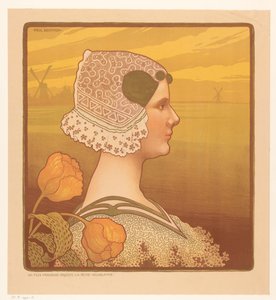 Retrato da rainha Guilhermina em traje tradicional Sa très graciosa majestade la reine Wilhelmine (título no objeto) de Paul Berthon