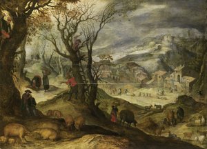 Paisagem de Inverno de Paul Bril (copy after)