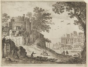 Castelo e pastores de Paul Bril